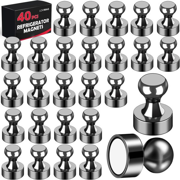 LOVIMAG Black Fridge Magnets Strong Small Round Metal-0