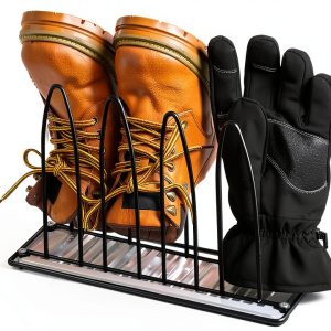 Dunkive Metal Shoe Dryer Rack Black Model LIF-0924 Compact Boot Dryer-0