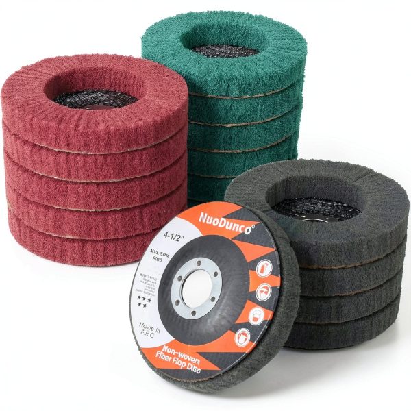 15Pcs 180# 320# 600# Scour Flap Disc 4 1/2 Inch Angle Grinder Attachment for Metal & Wood Scouring Pads Polishing Wheel Sanding Disc Paint Rust Remover-0