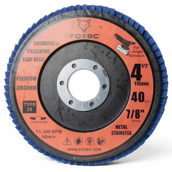 FOXBC 4.5 Inch Flap Disc 40 Grit Type 29 for Angle Grinder, Premium-1