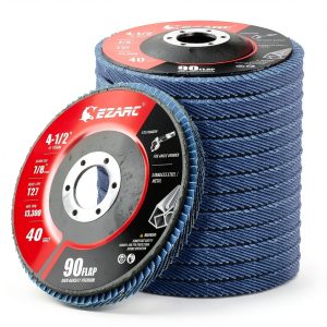 EZARC 12 Pack 40 Grit Flap Discs 4 1/2 for Angle Grinder, 4.5" x 7/8" T27 High Density Jumbo Zirconia Sanding Disc for Rust Removal, Finishing, Grinding, Deburring-0
